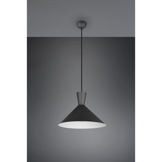 HLW LED LED Hanglamp Trion Ewomi - Mat Zwart Aluminium, Ø35cm, E27 Fitting