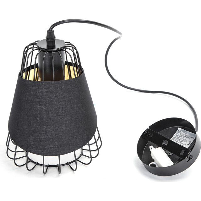 Zwarte klassieke LED hanglamp met E27 fitting en modern design, 60W vermogen