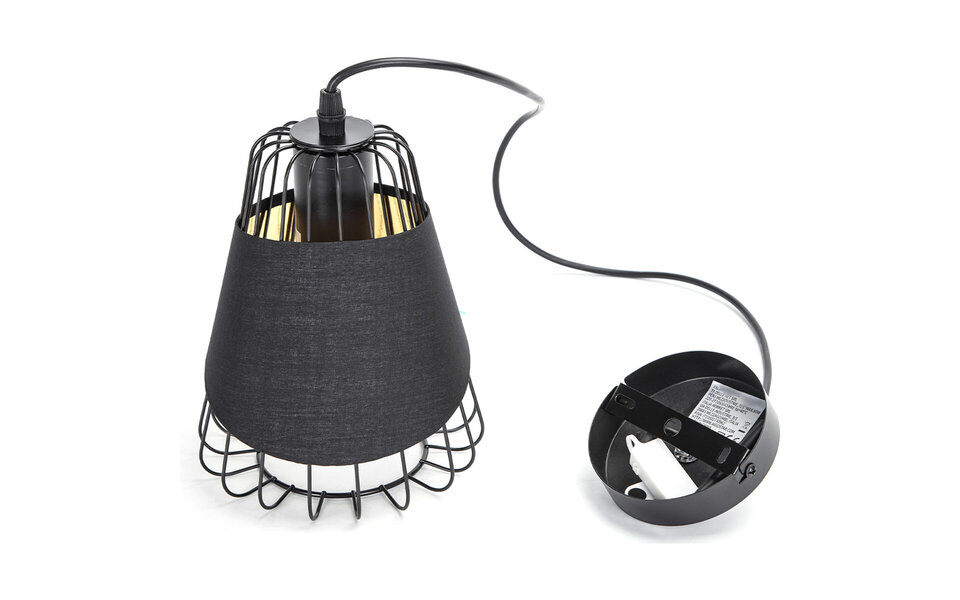 HLW LED Classic LED Pendant Lamp Aigi Pendin - Black LED Lamp with E27 Fitting & Aluminum Frame