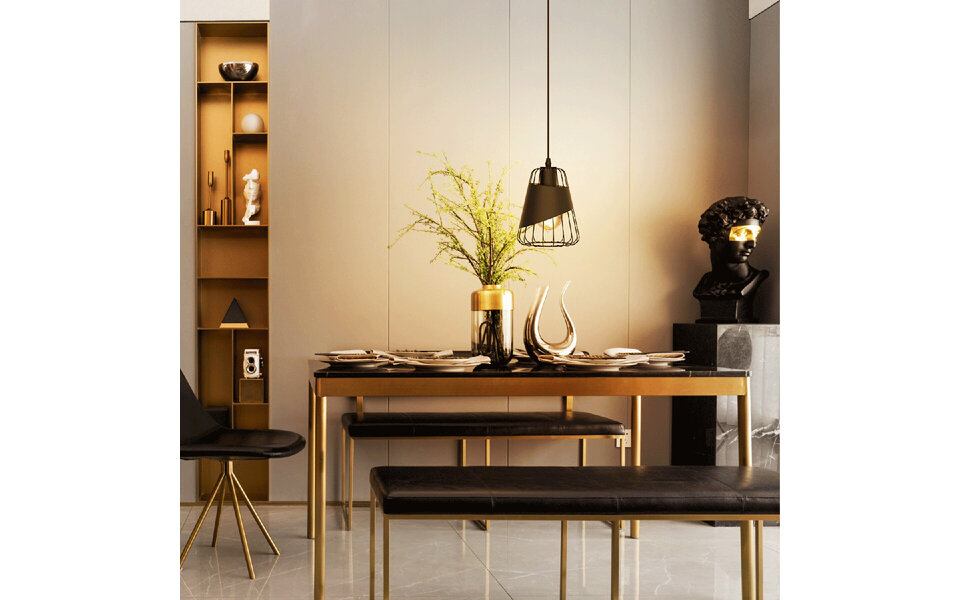 HLW LED Classic LED Pendant Lamp Aigi Pendin - Black LED Lamp with E27 Fitting & Aluminum Frame