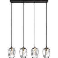 Mat Zwarte Metalen LED Hanglamp - 4-lichts E27 Fitting Mat Zwarte Metalen LED Hanglamp - 4-lichts E27 Fitting