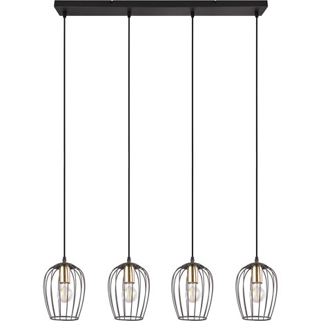 Moderne Mat Zwarte Metalen LED Hanglamp - 4-lichts E27 LED Lamp Moderne Mat Zwarte Metalen LED Hanglamp - 4-lichts E27 LED Lamp