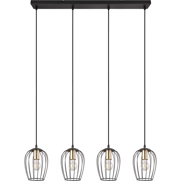 HLW LED Moderne Mat Zwarte Metalen LED Hanglamp - 4-lichts E27 LED Lamp HLW LED Moderne Mat Zwarte Metalen LED Hanglamp - 4-lichts E27 LED Lamp