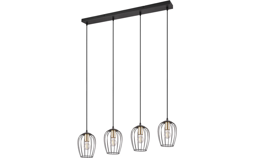 HLW LED Moderne Mat Zwarte Metalen LED Hanglamp - 4-lichts E27 LED Lamp