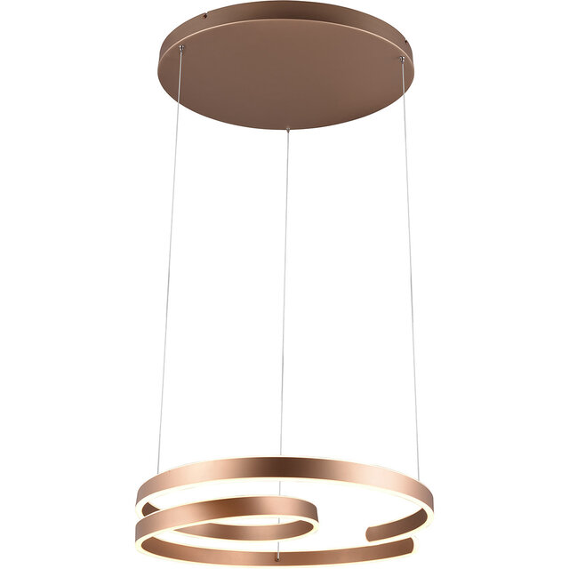 Dimbare metalen LED hanglamp in coffee kleur met modern design en 68W vermogen warm wit licht