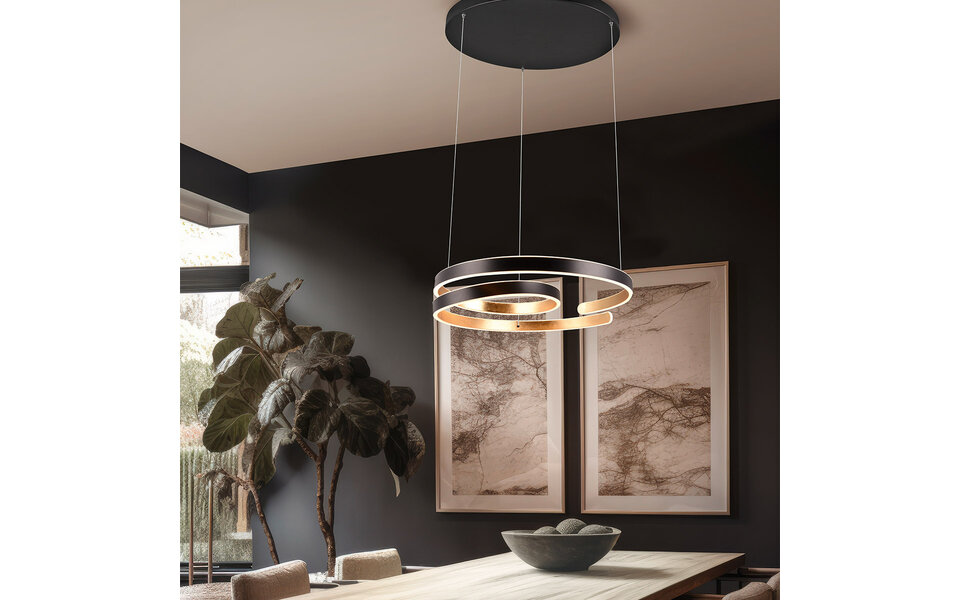 HLW LED Metal Dimmable LED Pendant Lamp 68W - Black, White & Gold - Warm White 3000K HLW LED Metal Dimmable LED Pendant Lamp 68W - Black, White & Gold - Warm White 3000K