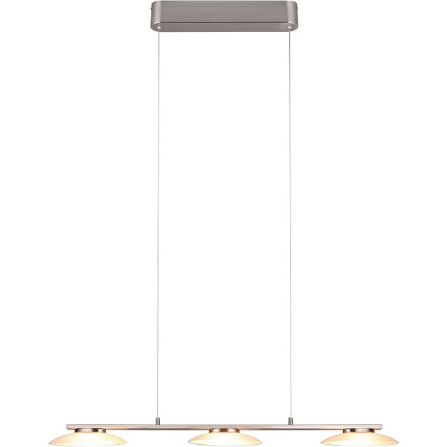 Dimbare LED hanglamp in mat nikkel met modern design en warm wit licht van 9W vermogen