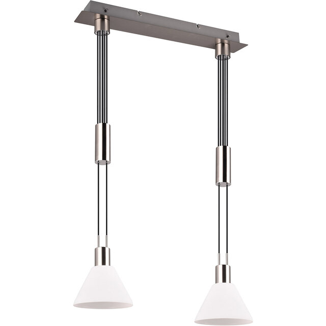HLW LED LED Hanglamp Trion Stey - Metalen LED Hanglamp met Glas, E27 Fitting, 2-lichts