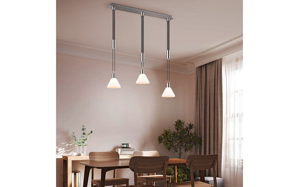 HLW LED LED Hanglamp Trion Stey - Metalen LED Hanglamp met Glas en 3 Lichtpunten