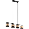 Zwarte metalen LED hanglamp met vier E14 fittingen en modern design