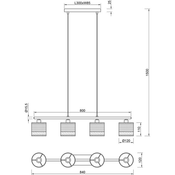 HLW LED Moderne Metalen Zwarte LED Hanglamp Trion Lazo - 4-lichts E14 Verstelbaar HLW LED Moderne Metalen Zwarte LED Hanglamp Trion Lazo - 4-lichts E14 Verstelbaar