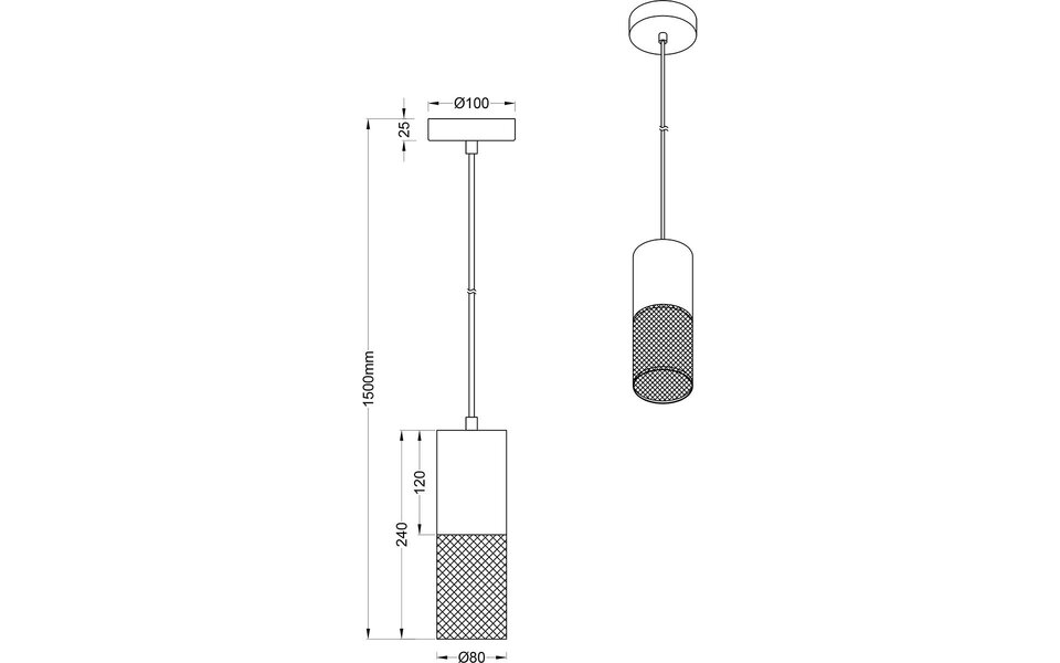 HLW LED Trion Josh Metal LED Pendant Lamp - Black White, E27 Fitting, 1-Light LED Lamp