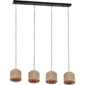 LED Hanglamp Trion Alisa - 4-lichts Rechthoekige LED lamp met jute lampenkappen