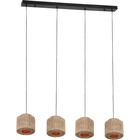 HLW LED LED Hanglamp Trion Alisa - 4-lichts Rechthoekige LED lamp met jute lampenkappen