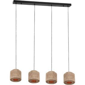 LED Hanglamp Trion Alisa - 4-lichts, Rechthoek, Bruin Jute LED Hanglamp Trion Alisa - 4-lichts, Rechthoek, Bruin Jute