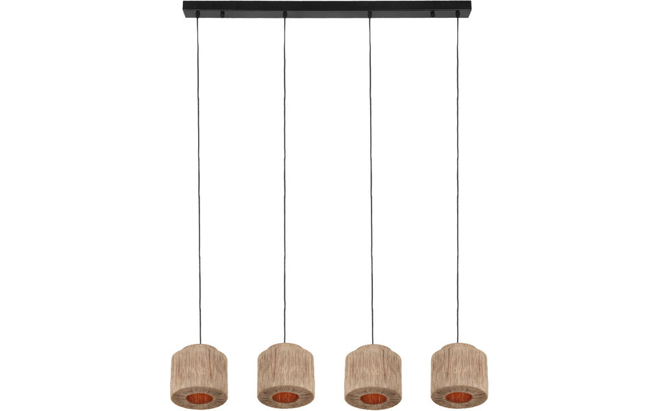 HLW LED LED Pendant Lamp Trion Alisa - 4-light Rectangular LED lamp with jute lampshades