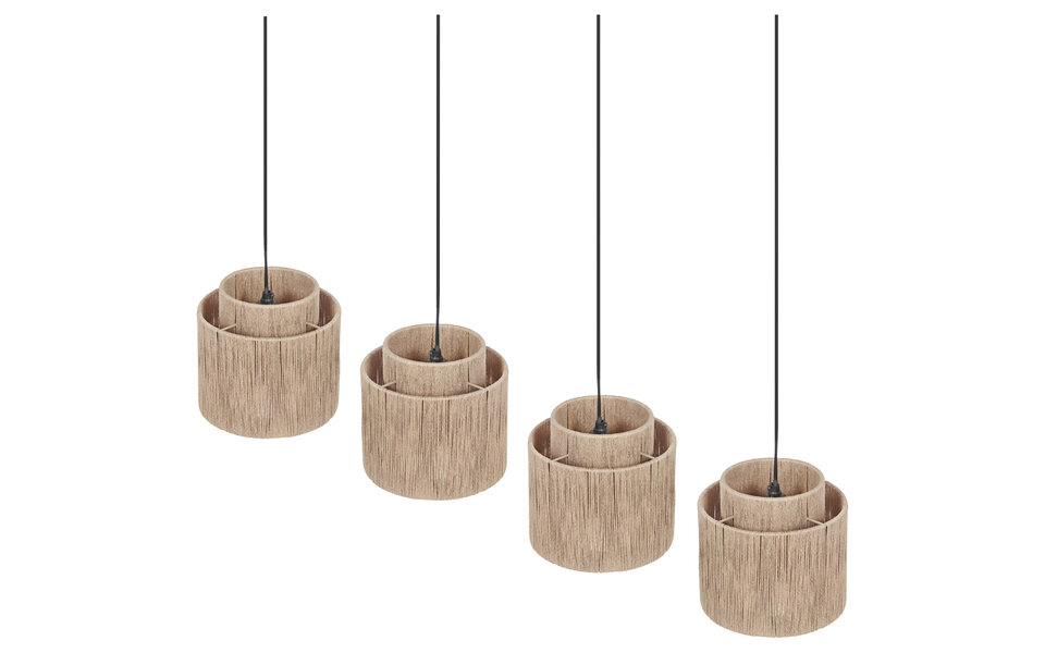 HLW LED LED Pendant Lamp Trion Alisa - 4-light Rectangular LED lamp with jute lampshades