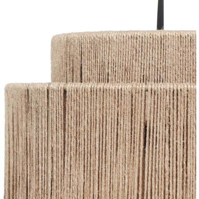 HLW LED LED Pendant Lamp Trion Alisa - 4-light Rectangular LED lamp with jute lampshades