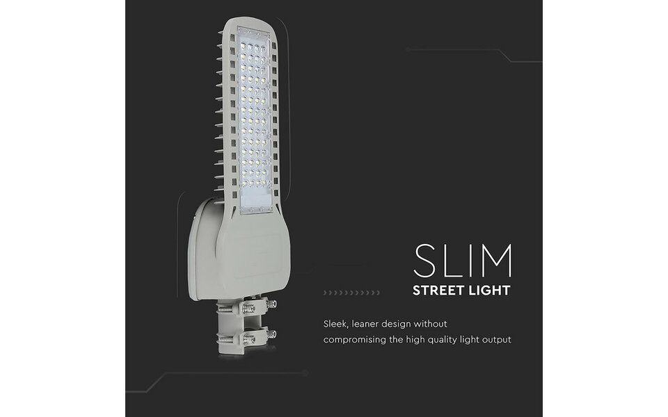 HLW LED Waterdichte Slimme 100W LED Straatlamp - Aluminium, Mat Grijs, Natuurlijk Wit 4000K