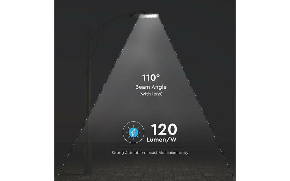 HLW LED Waterproof Smart 100W LED Street Light - Aluminum, Matte Gray, Natural White 4000K