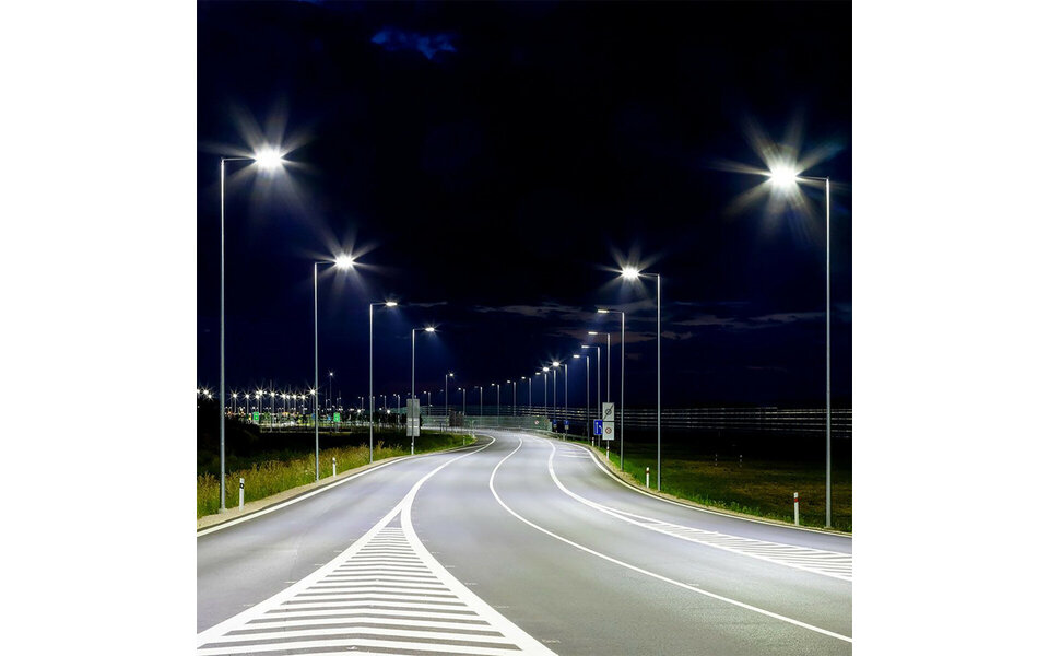 HLW LED Waterproof Smart 100W LED Street Light - Aluminum, Matte Gray, Natural White 4000K