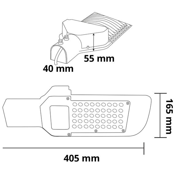 HLW LED Waterdichte 50W LED Straatlamp - Aluminium Mat Zwart & Helder Koud Wit HLW LED Waterdichte 50W LED Straatlamp - Aluminium Mat Zwart & Helder Koud Wit