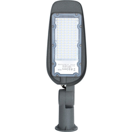 Waterdichte 50W Aluminium LED Straatlamp - Mat Grijs, Daglicht Wit 6500K