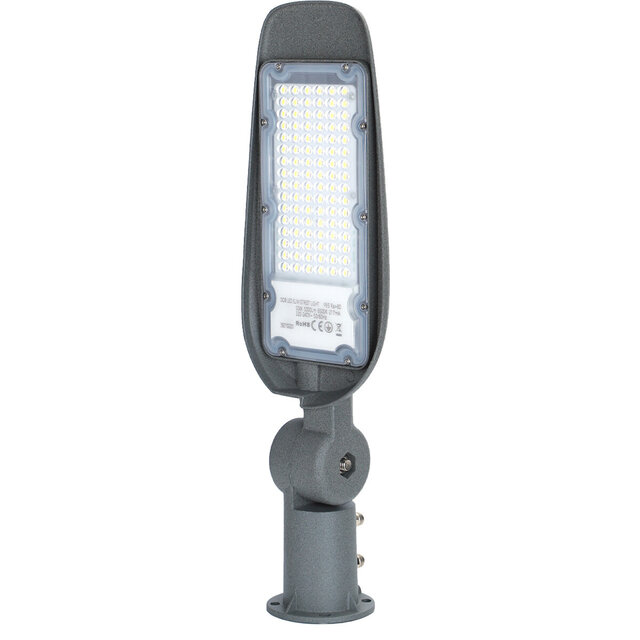 grijze aluminium LED straatlamp 50W met 5000 lumen daglichtwit licht waterdichte buitenverlichting
