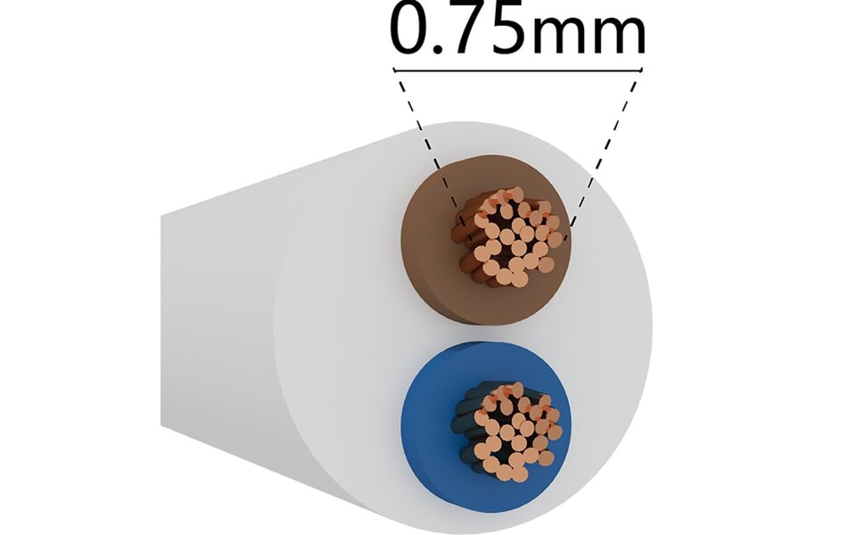 HLW LED VMVL witte stroomkabel 10m 2-aderig 0,75mm² KEMA-KEUR CE