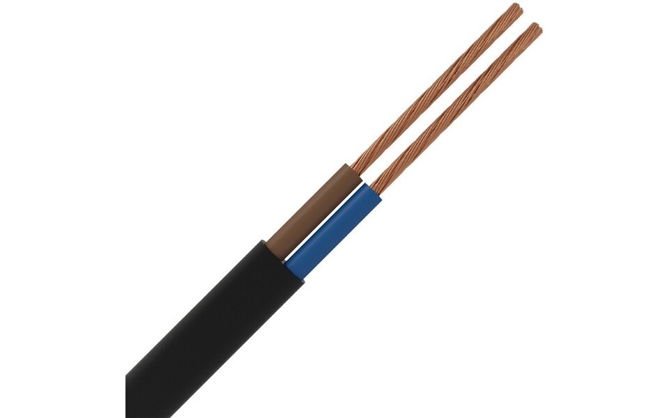 HLW LED VMVL kabel 2x0,75 mm² H03VV-F 100 m zwart voor LED