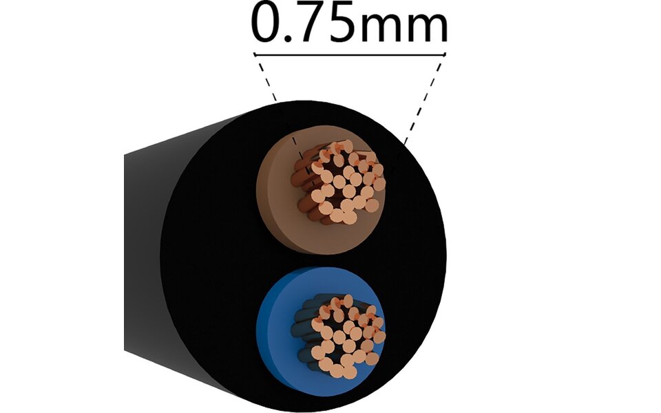 HLW LED VMVL zwarte stroomkabel 2x0,75mm 50m KEMA-KEUR voor LED