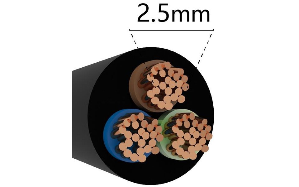 HLW LED VMVL H05VV-F 3-aderige zwarte stroomkabel 3x2,5mm² 10m