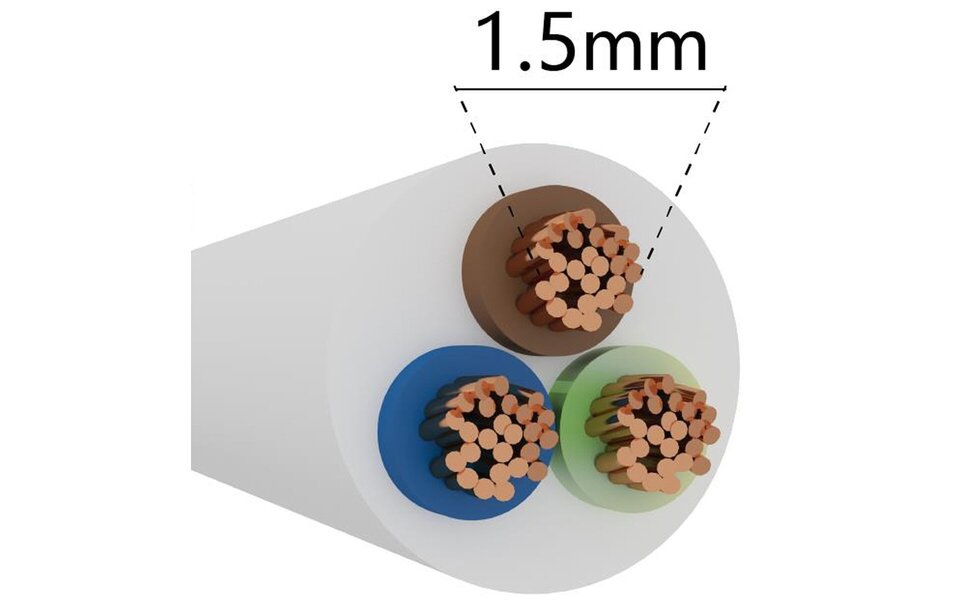 HLW LED VMVL white 3-core H05VV-F power cable 1.5 mm² 50 m