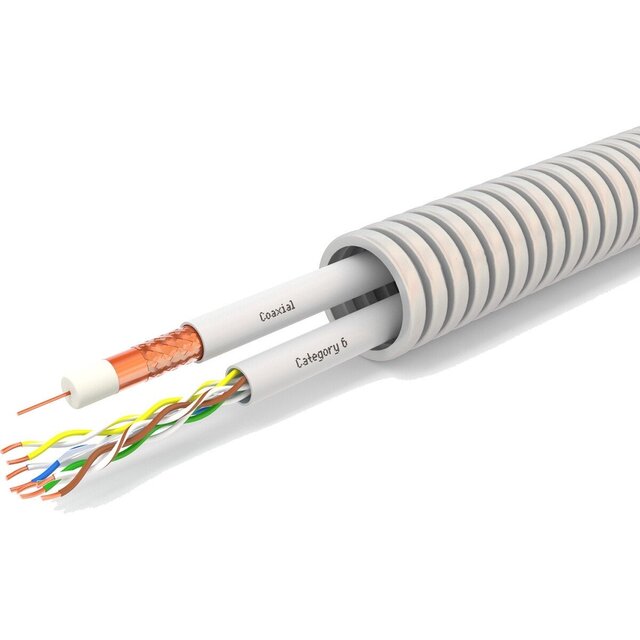 Voorbedrade Flexibele Buis 100m CAT6+Coax 20mm KEMA-KEUR LED toebehoren