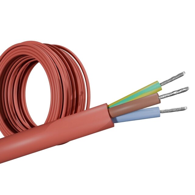 Rode flexibele siliconenkabel 3x0,75mm² met 3 aders op rol van 100 meter hittebestendig tot 200 graden