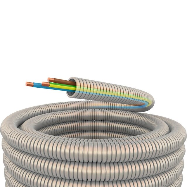 Voorbedrade flexibele buis 16mm met 3 aders 2,5 mm² in halogeenvrije mantel rol van 50 meter