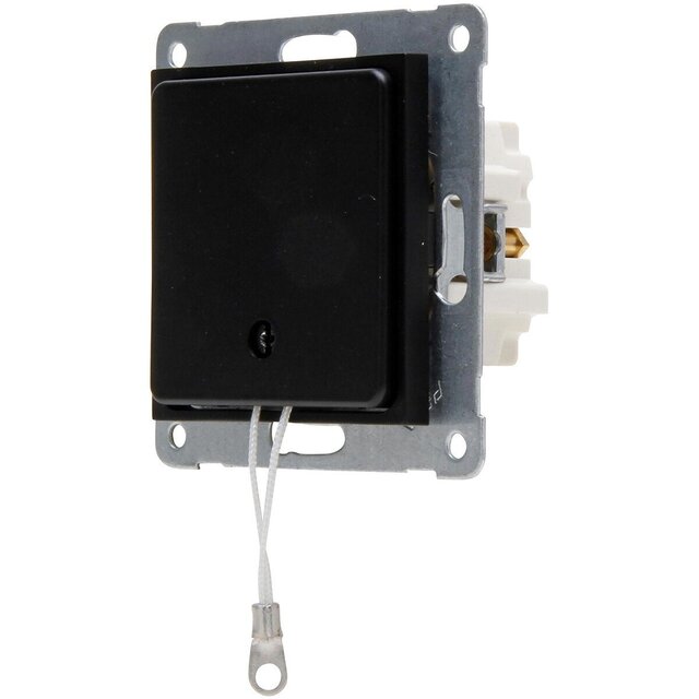 Mat zwarte 1-voudige wisseltrekschakelaar met LED, strak en geschikt voor diverse binnenruimtes