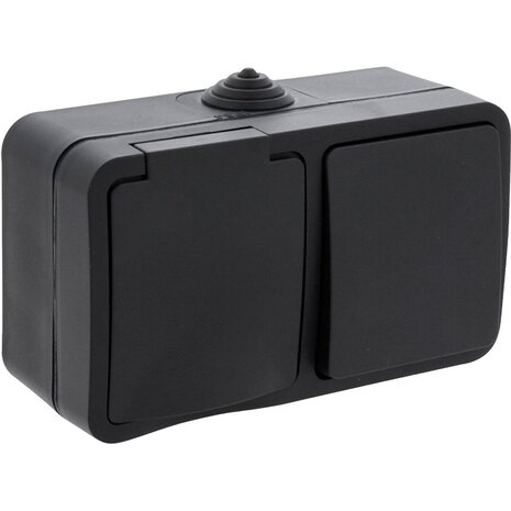 Q-LINK Buiten Stopcontact & Schakelaar Mat Zwart IP54 LED Q-LINK Buiten Stopcontact & Schakelaar Mat Zwart IP54 LED