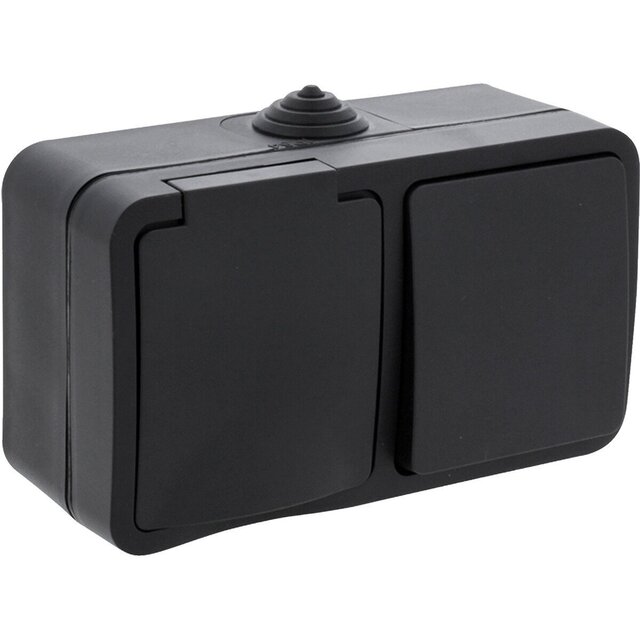 Q-LINK Buiten Stopcontact & Schakelaar Mat Zwart IP54 LED LED toebehoren