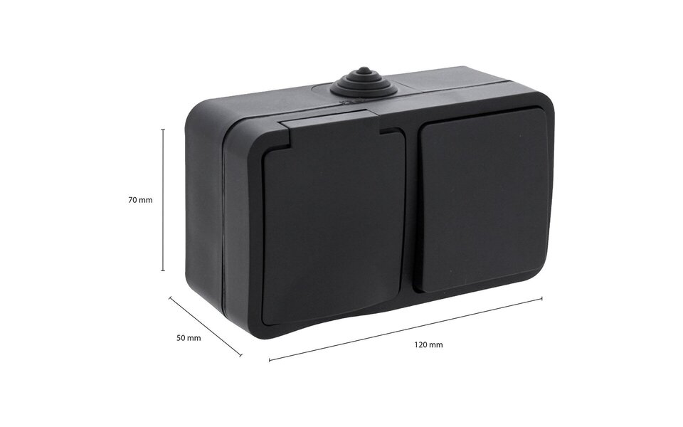 Q-LINK Q-LINK Outdoor Socket & Switch Matte Black IP54 LED