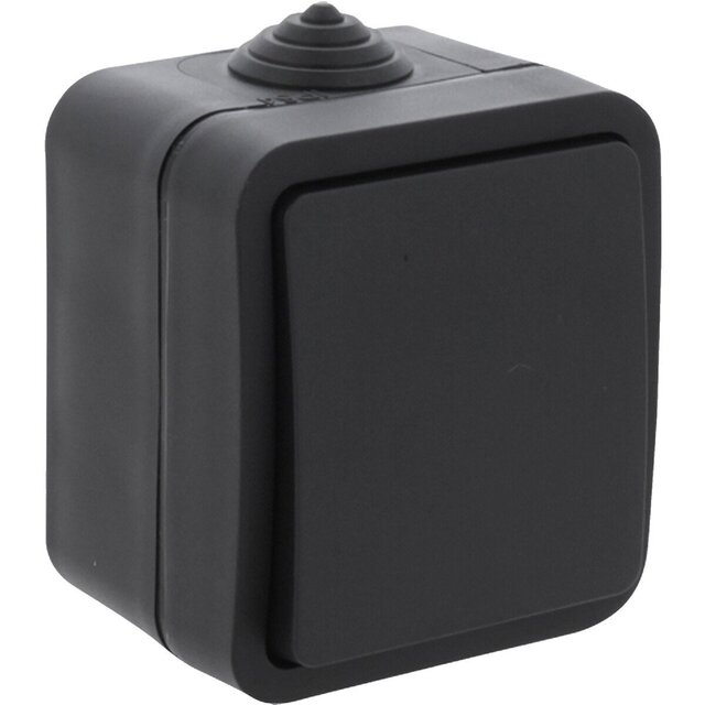 Q-LINK 1-voudige wisselschakelaar IP54 mat zwart 230V LED toebehoren Q-LINK 1-voudige wisselschakelaar IP54 mat zwart 230V LED toebehoren