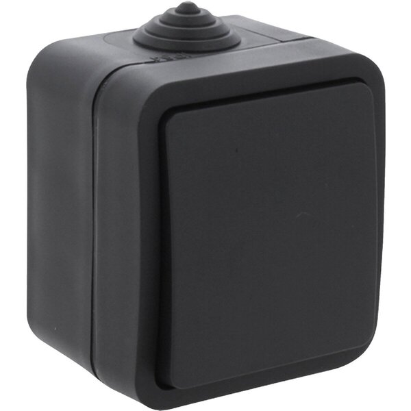 Q-LINK Q-LINK 1-voudige wisselschakelaar IP54 mat zwart 230V