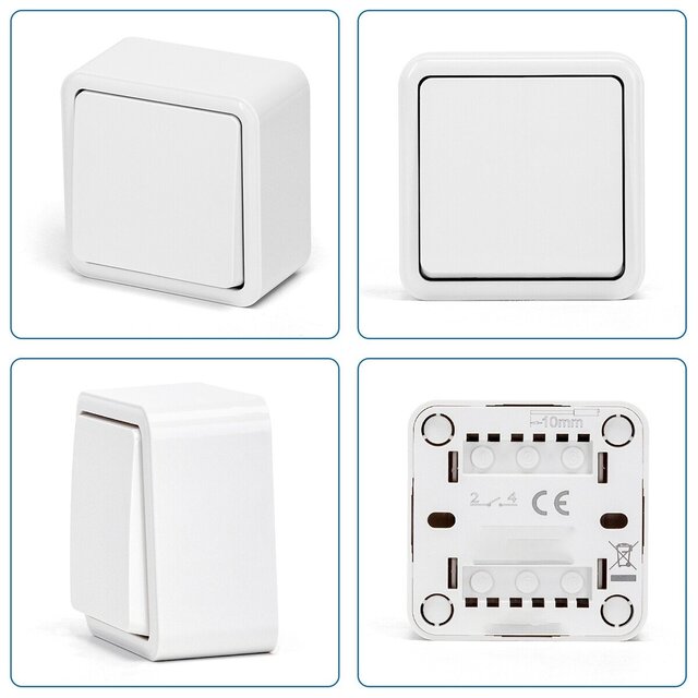 HLW LED Surface-mounted two-way switch Aigi Winy 1-button white 250V 10A