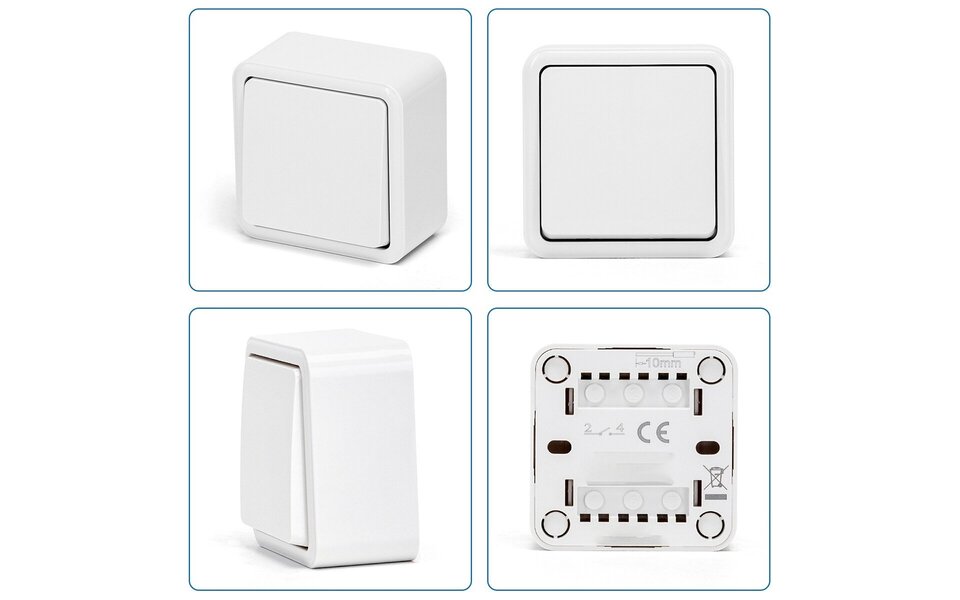 HLW LED Surface-mounted two-way switch Aigi Winy 1-button white 250V 10A