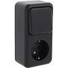 Q-LINK wall socket matte black with two-way switch