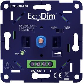 EcoDim LED-dimmer 0-300W RC/0-150W RL - fase aan-/afsnijding