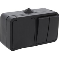 Q-LINK matte black outdoor wall socket IP54 with LED Q-LINK matte black outdoor wall socket IP54 with LED