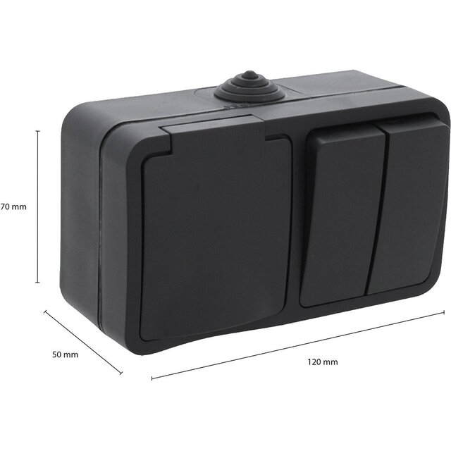 Q-LINK Q-LINK mat zwarte buitenwandcontactdoos IP54 met LED Q-LINK Q-LINK mat zwarte buitenwandcontactdoos IP54 met LED