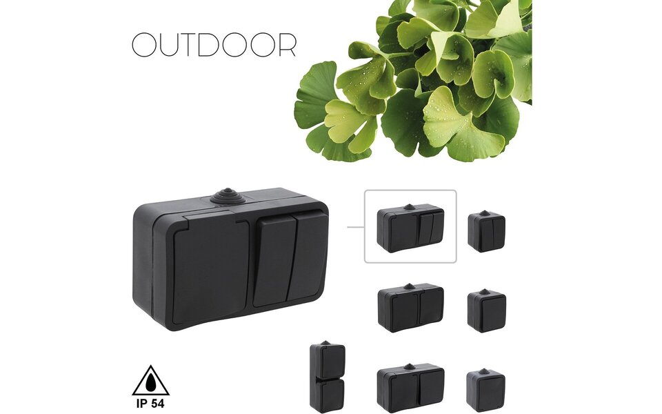 Q-LINK Q-LINK mat zwarte buitenwandcontactdoos IP54 met LED Q-LINK Q-LINK mat zwarte buitenwandcontactdoos IP54 met LED