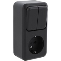 Q-LINK Wall socket Matte Black 2x Switch + Earthed Q-LINK Wall socket Matte Black 2x Switch + Earthed